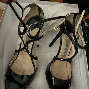 Jimmy choo heals. I’m a size 10 and they didn’t fit. Fit more a 9 or 9.5